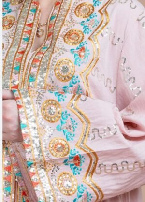 Blush Petals Embroidered Jalabiya