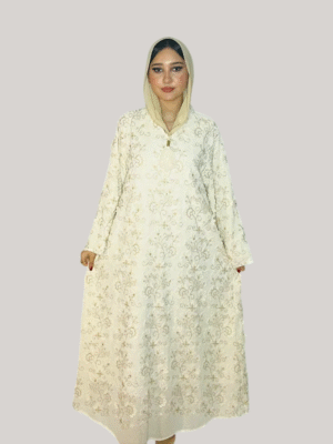 Kuwaiti Jalabiya – Ivory Floral Lace